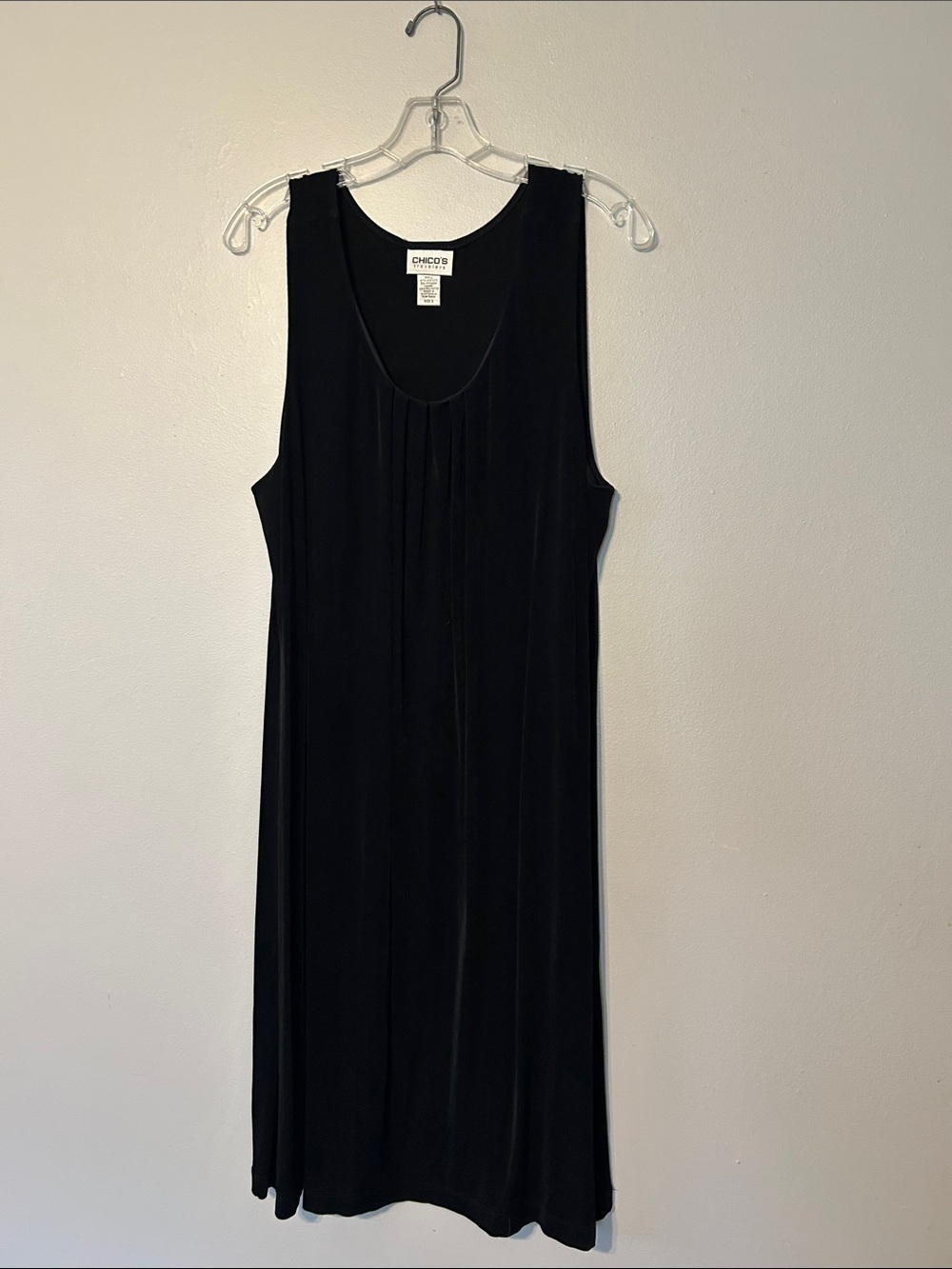 Chico's Black Sleeveless Midi Scoop-Neck Dress